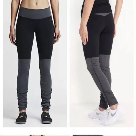 Nike Dri-Fit Legendary Ribbed‎ Training Leggings black gray 683343-010 small EUC - Picture 1 of 6